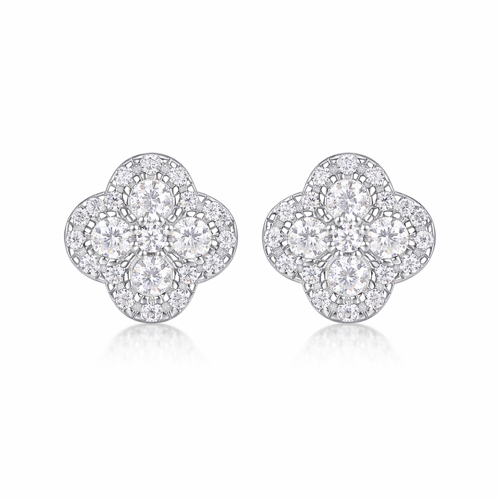 Jewelry Earrings Luxurious Featuring Top-quality Moissanite Inlays, Made Of S925 Silver Electroplated With Platinum.