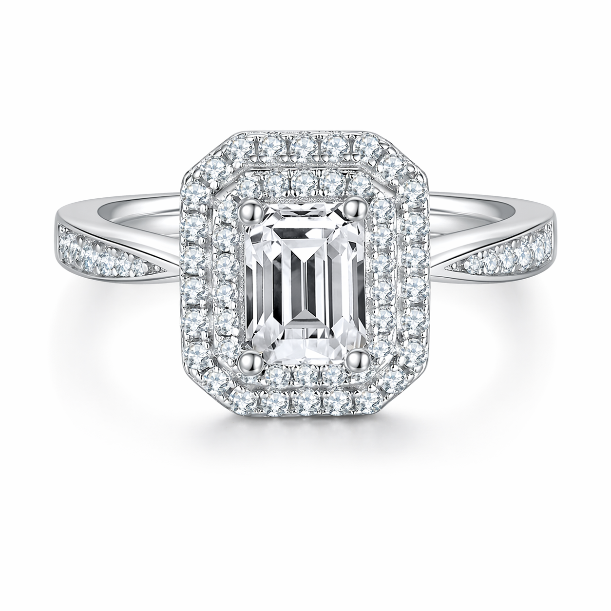 Ring Moissanite Luxury Jewelry Silver Ring S925 Silver Electroplated With Platinum