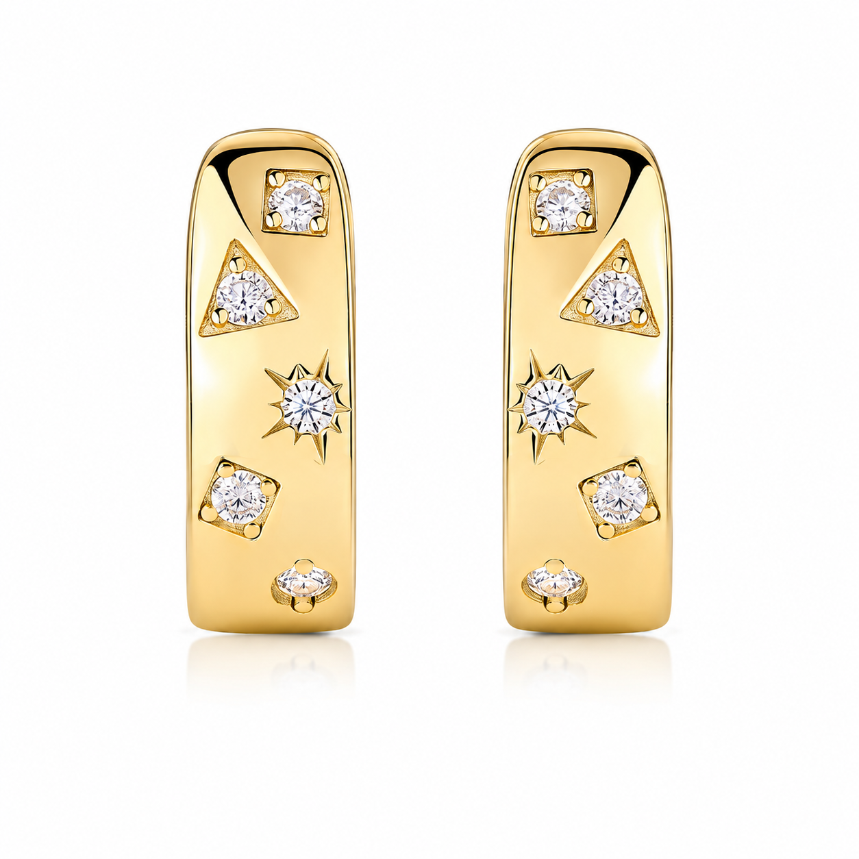 Luxurious Minimalist Jewelry Gold-Plated S925 Sterling Silver Star Moissanite Earrings