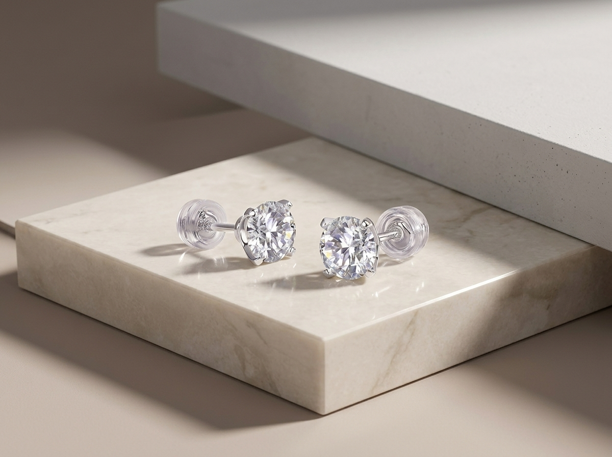 Earrings Set With 1-carat Top-quality Moissanite S925 In Silver And Platinum-plated Stud Earrings