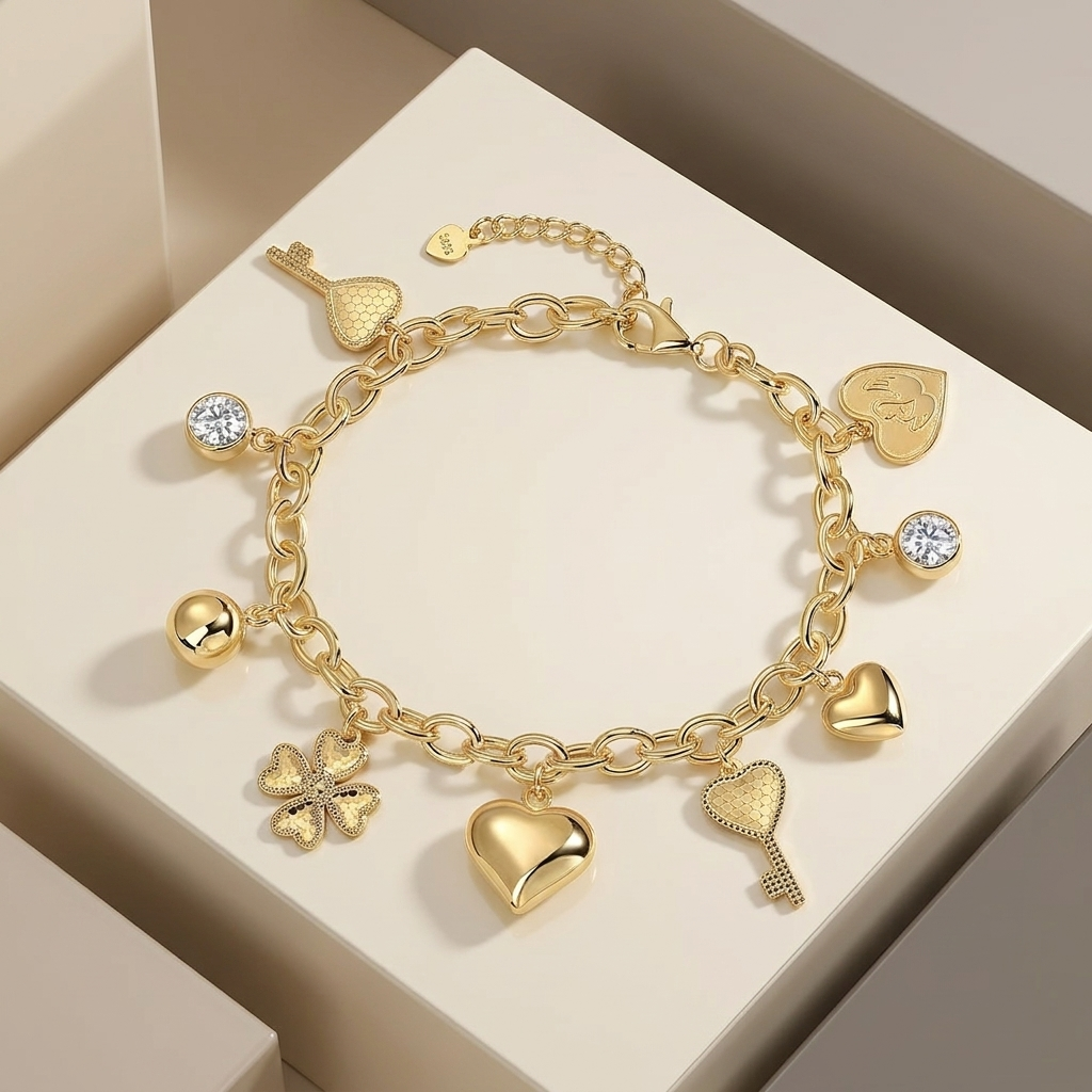 Luxury Trend Jewelry Silver Bracelet Moissanite, S925 Silver Electroplated With Gold