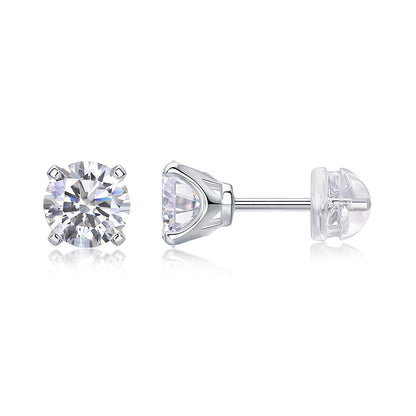 Earrings Set With 1-carat Top-quality Moissanite S925 In Silver And Platinum-plated Stud Earrings