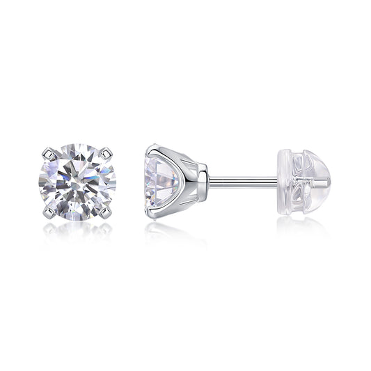 Earrings Set With 1-carat Top-quality Moissanite S925 In Silver And Platinum-plated Stud Earrings