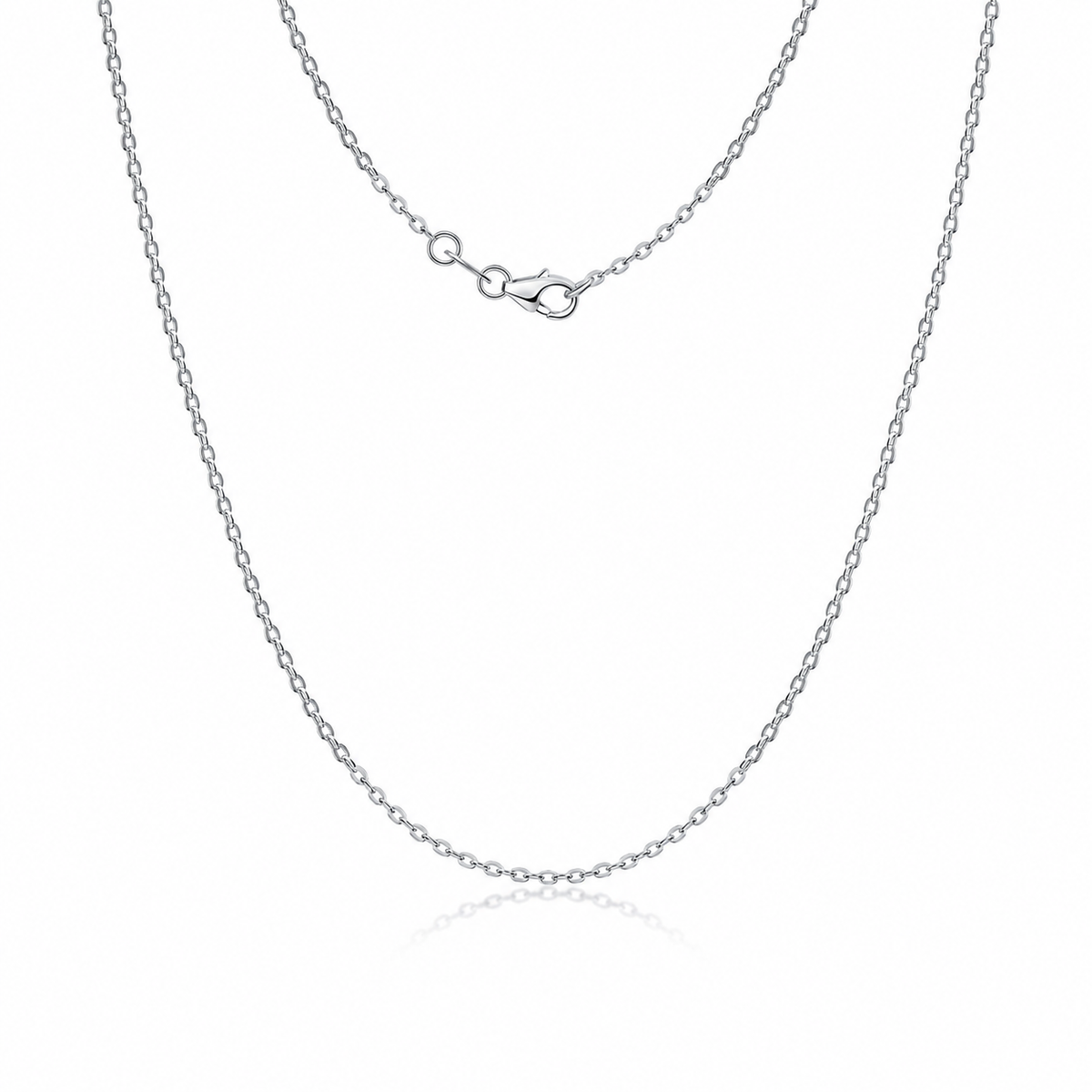 S925 Sterling Silver O-Link Chain – 1.5mm Platinum Plated 17.7 in