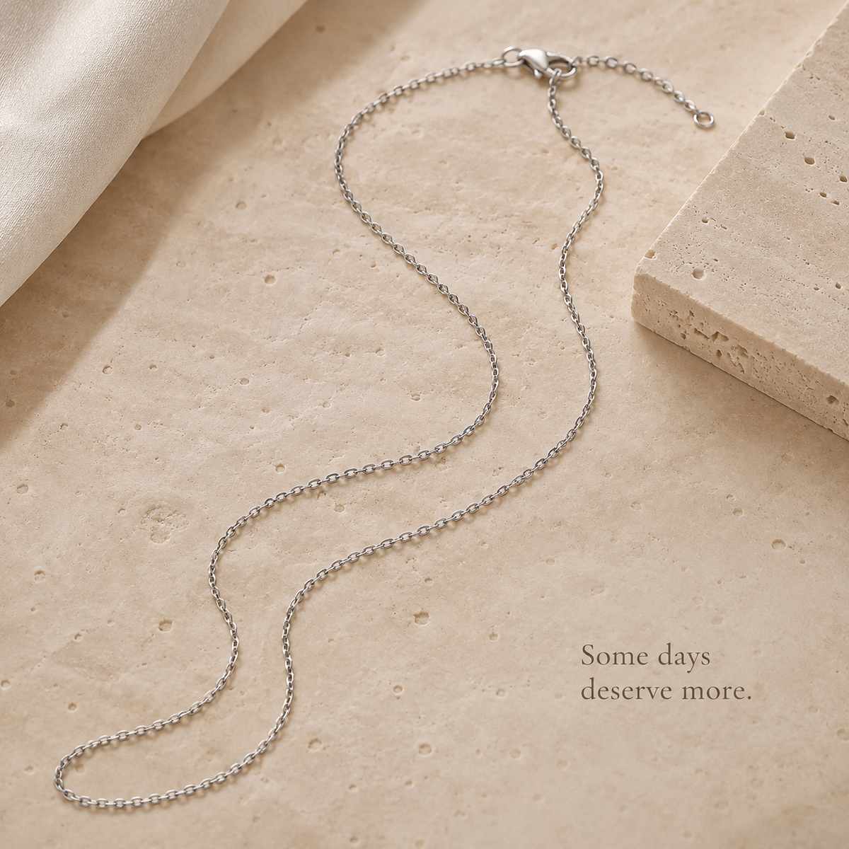 S925 Sterling Silver O-Link Chain – 1.5mm Platinum Plated 17.7 in