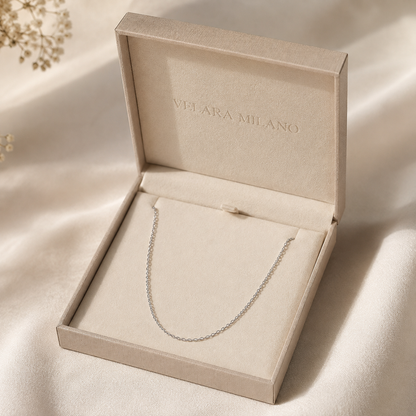 S925 Sterling Silver O-Link Chain – 1.5mm Platinum Plated 17.7 in