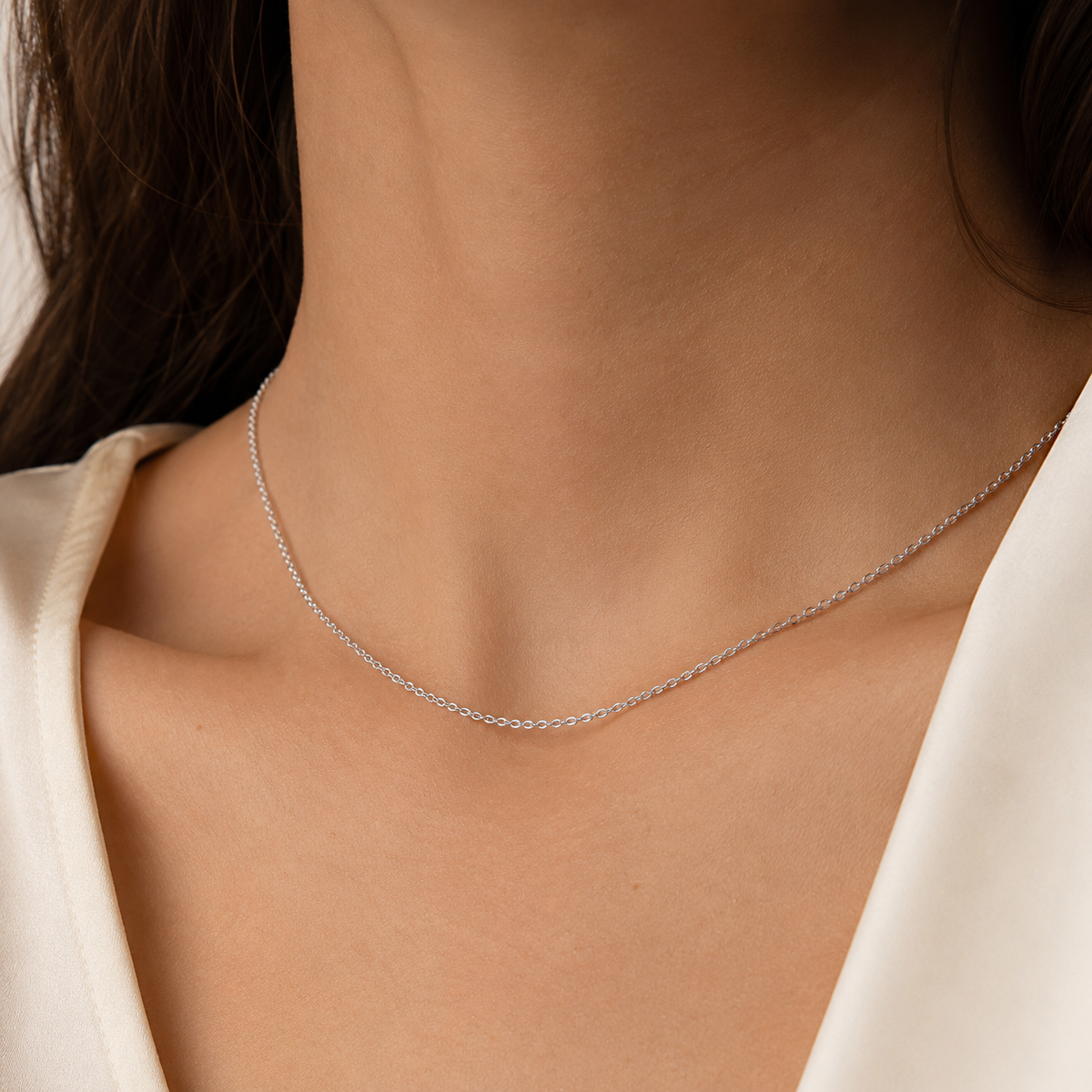 S925 Sterling Silver O-Link Chain – 1.5mm Platinum Plated 17.7 in