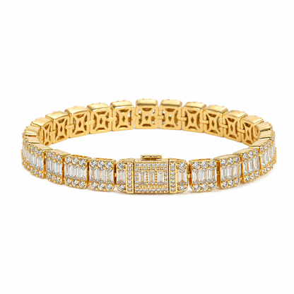 Men's Iced Baguette Tennis Bracelet – 18K Gold Plated