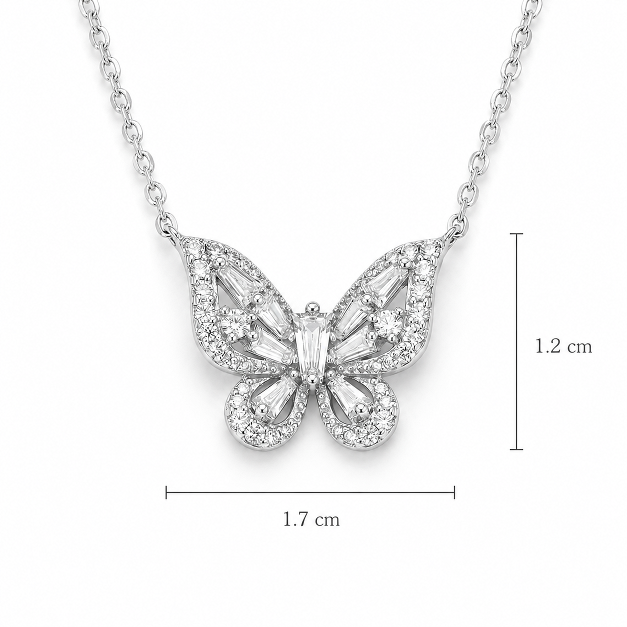 Butterfly Pendant Necklace with Shimmering Stones S925 Sterling