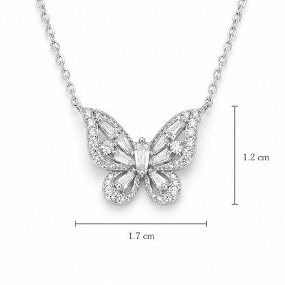 Butterfly Pendant Necklace with Shimmering Stones S925 Sterling