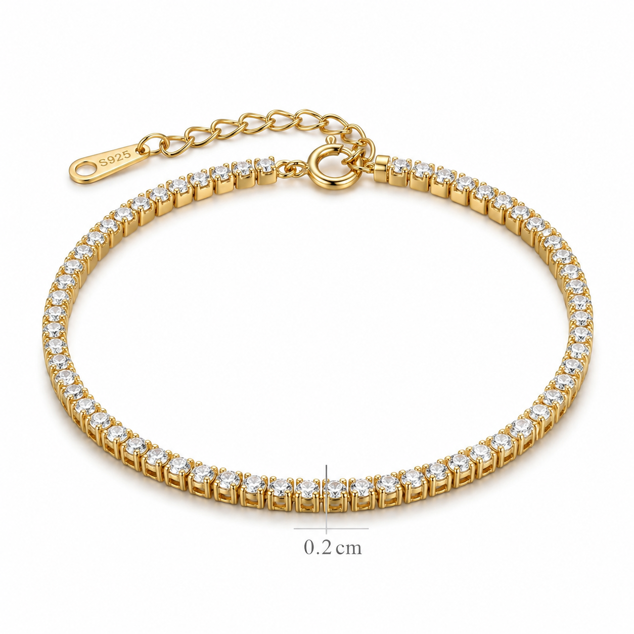 Bracelet Featuring Radiant Round Cut Cubic Zirconia Stones S925 Sterling gold plating