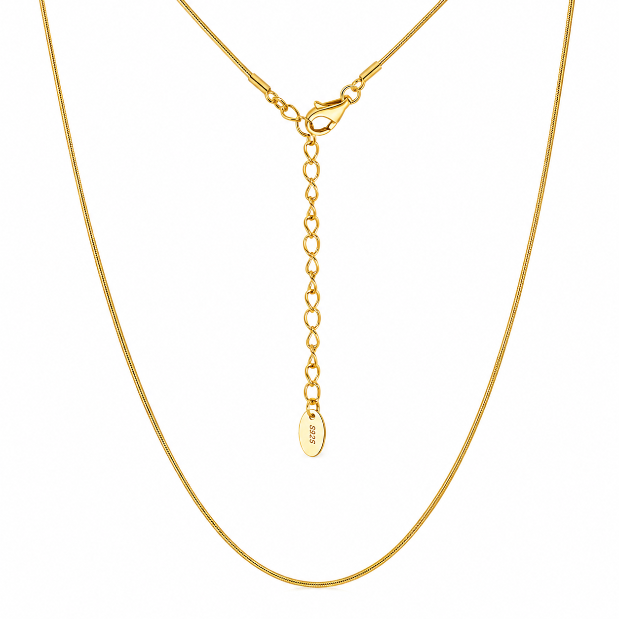 18K Gold Snake Chain Necklace | S925 Sterling Silver | Adjustable Length