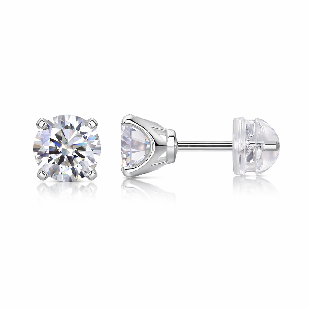 Earrings Set With 1-carat Top-quality Moissanite S925 In Silver And Platinum-plated Stud Earrings