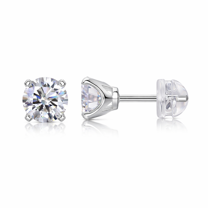 Earrings Set With 1-carat Top-quality Moissanite S925 In Silver And Platinum-plated Stud Earrings