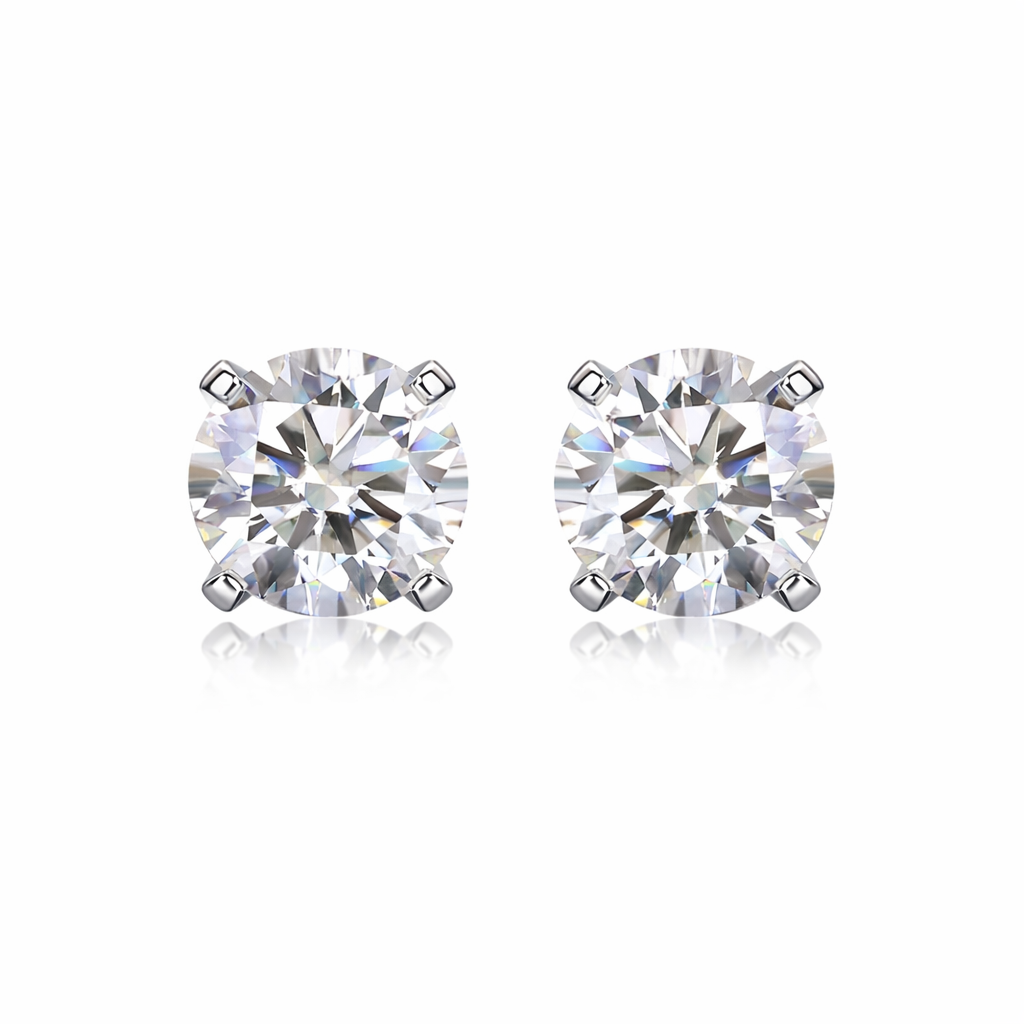 Earrings Set With 1-carat Top-quality Moissanite S925 In Silver And Platinum-plated Stud Earrings