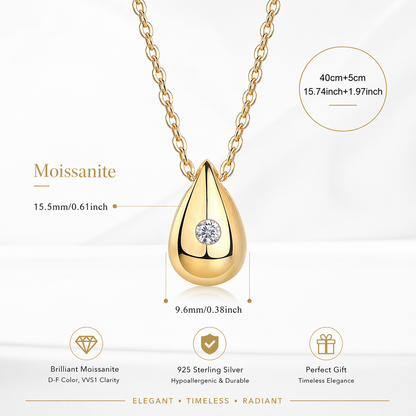 Necklace Pendant  Moissanite S925 Silver And Gold-plated. It Can Be Tested With A Diamond Pen