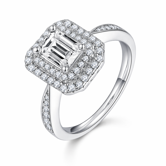 Ring Moissanite Luxury Jewelry Silver Ring S925 Silver Electroplated With Platinum