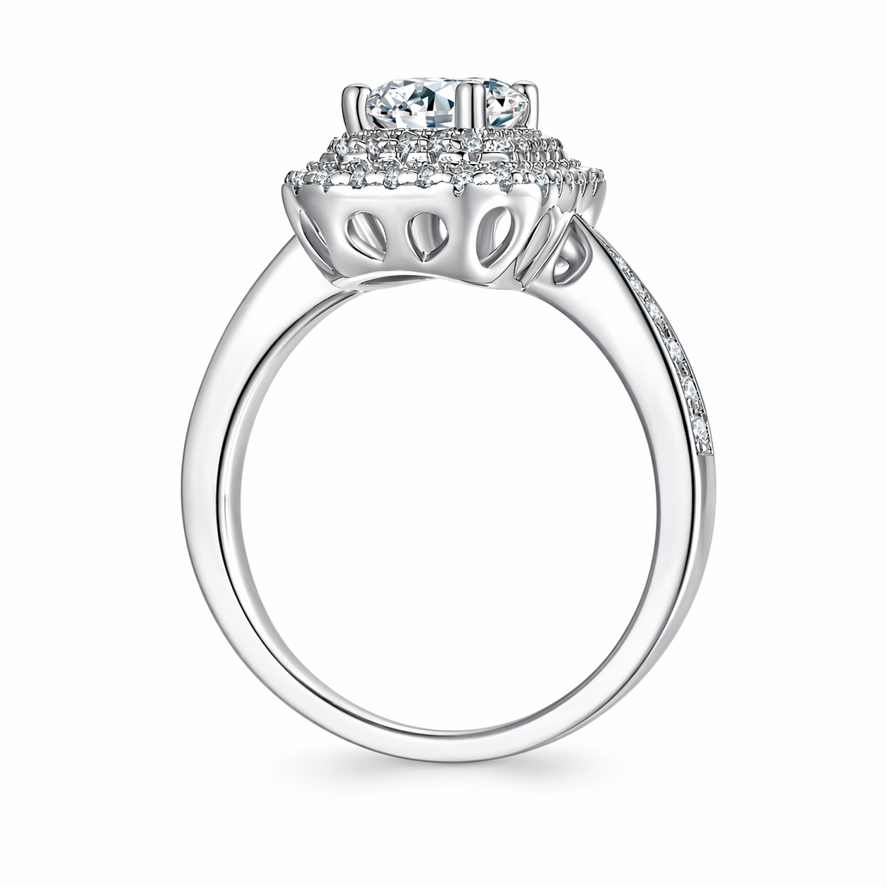 Ring Moissanite Luxury Jewelry Silver Ring S925 Silver Electroplated With Platinum