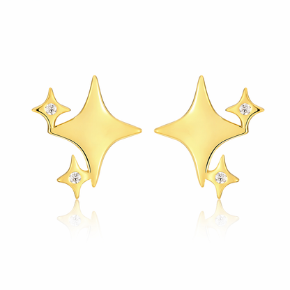 Earrings Moissanite Light Luxury Jewelry Silver Stud S925 Silver Electroplated Gold