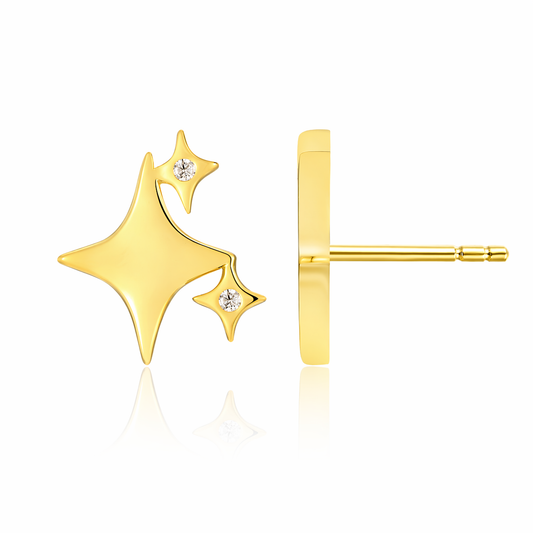 Earrings Moissanite Light Luxury Jewelry Silver Stud S925 Silver Electroplated Gold