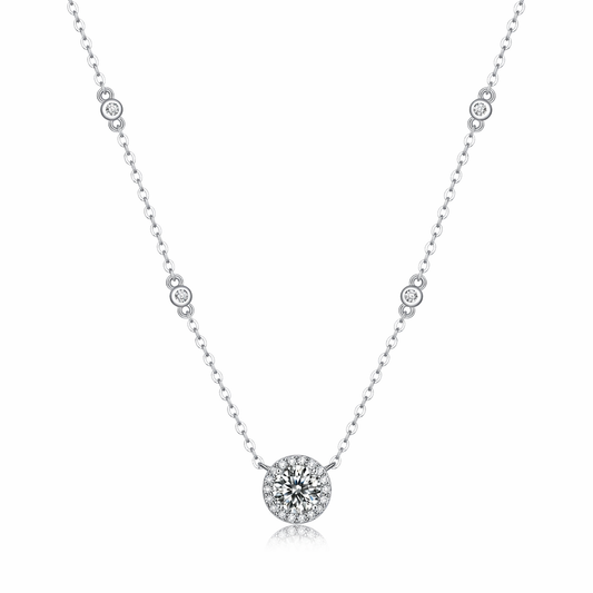 Necklace Pendant Set With Top-quality Moissanite S925 Silver And Platinum-plated