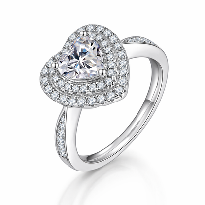 Ring Heart Shaped Luxury Jewelry Silver S925 Silver-plated Platinum