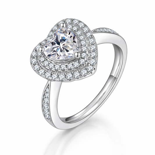 Ring Heart Shaped Luxury Jewelry Silver S925 Silver-plated Platinum