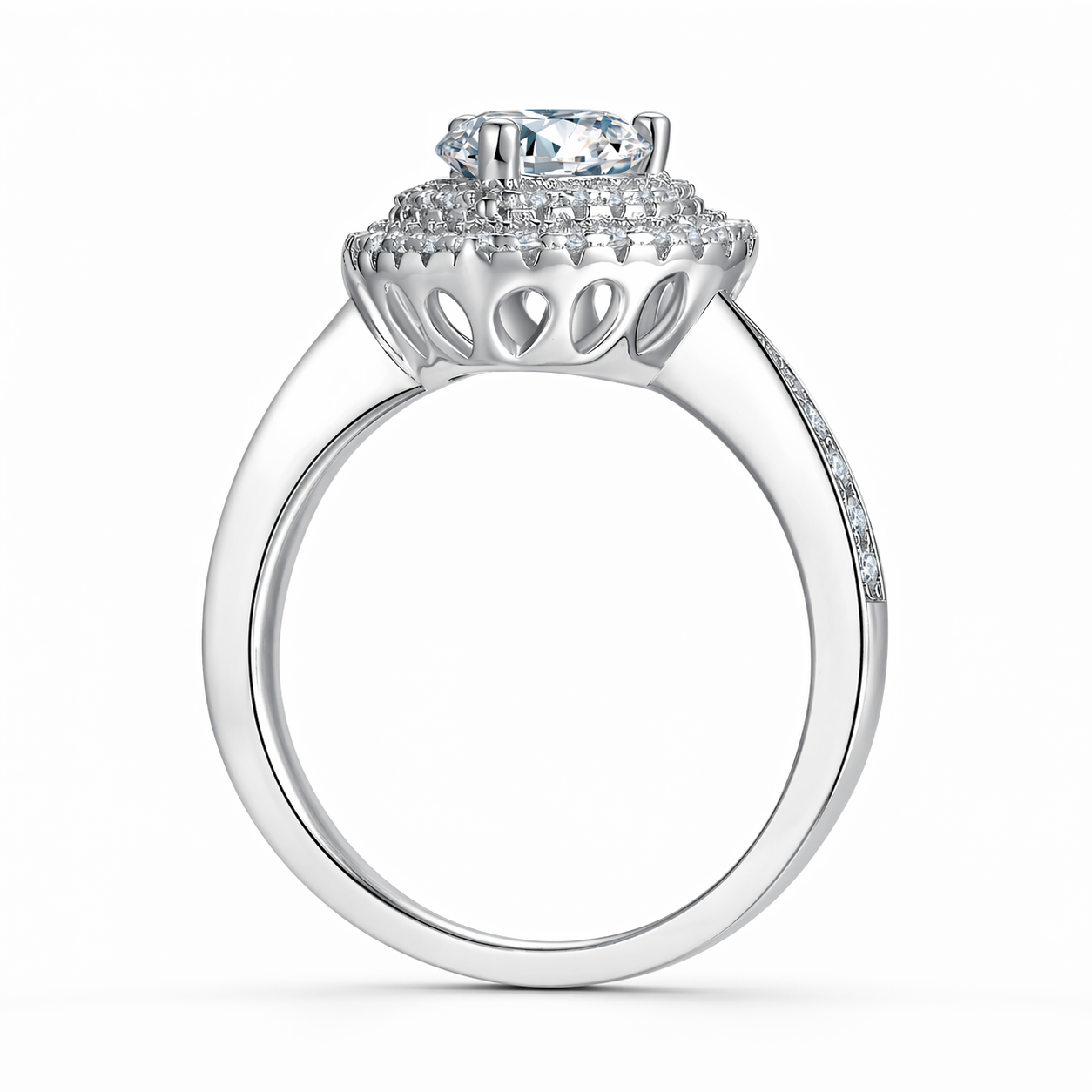 Ring Heart Shaped Luxury Jewelry Silver S925 Silver-plated Platinum
