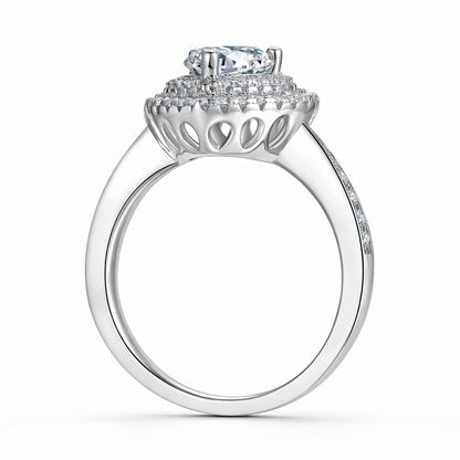 Ring Heart Shaped Luxury Jewelry Silver S925 Silver-plated Platinum