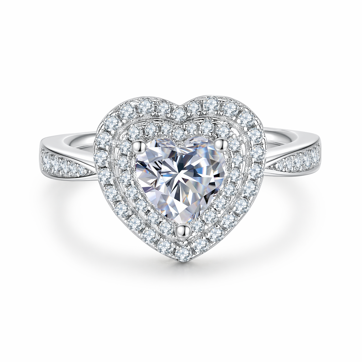 Ring Heart Shaped Luxury Jewelry Silver S925 Silver-plated Platinum