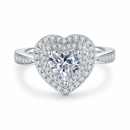 Ring Heart Shaped Luxury Jewelry Silver S925 Silver-plated Platinum