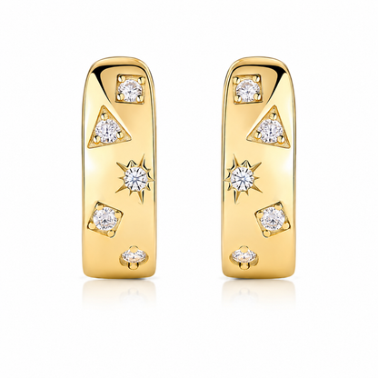Luxurious Minimalist Jewelry Gold-Plated S925 Sterling Silver Star Moissanite Earrings