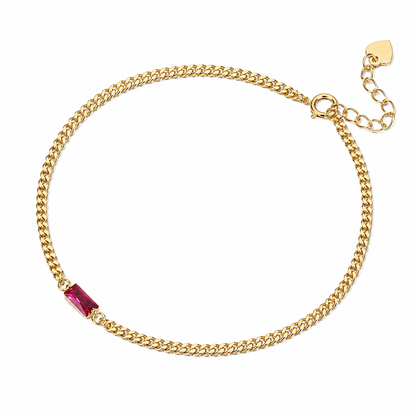 Red Stone Gold Bracelet – 925 Sterling Silver, Gold Plated