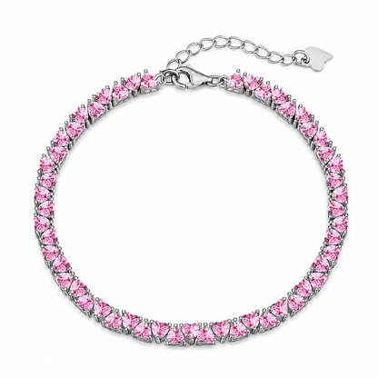Pink Tennis Bracelet S925 Silver 3MM Pink CZ | Romantic Gift for Her