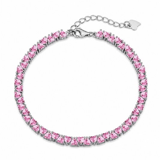 Pink Tennis Bracelet S925 Silver 3MM Pink CZ | Romantic Gift for Her