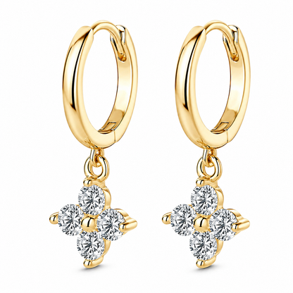 Four-leaf clover earrings, Moissanite 925 sterling silver earrings