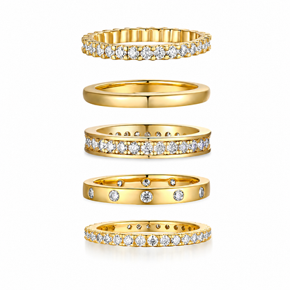 Diamond Wedding Ring Set Moissanite S925 Silver And Gold-plated Tested With A Diamond Pen