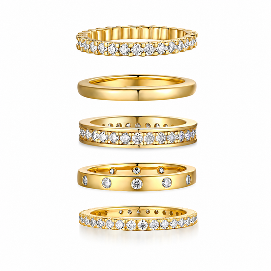 Diamond Wedding Ring Set Moissanite S925 Silver And Gold-plated Tested With A Diamond Pen