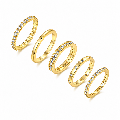 Diamond Wedding Ring Set Moissanite S925 Silver And Gold-plated Tested With A Diamond Pen