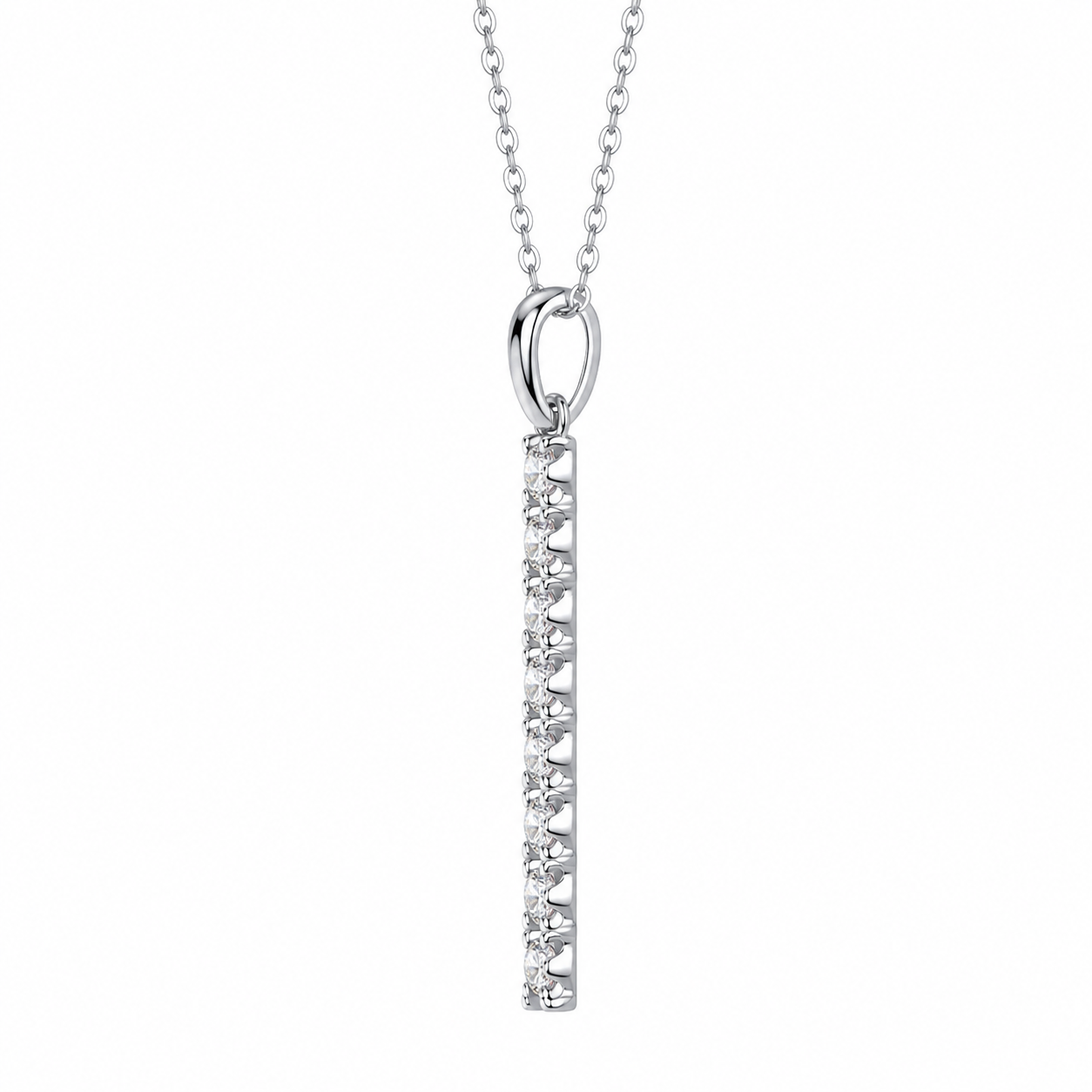 Cross Diamond Moissanite Pendant Necklace – S925 Sterling Silver Platinum-Plated