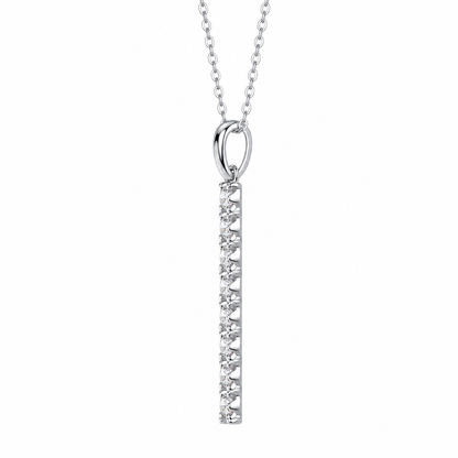 Cross Diamond Moissanite Pendant Necklace – S925 Sterling Silver Platinum-Plated