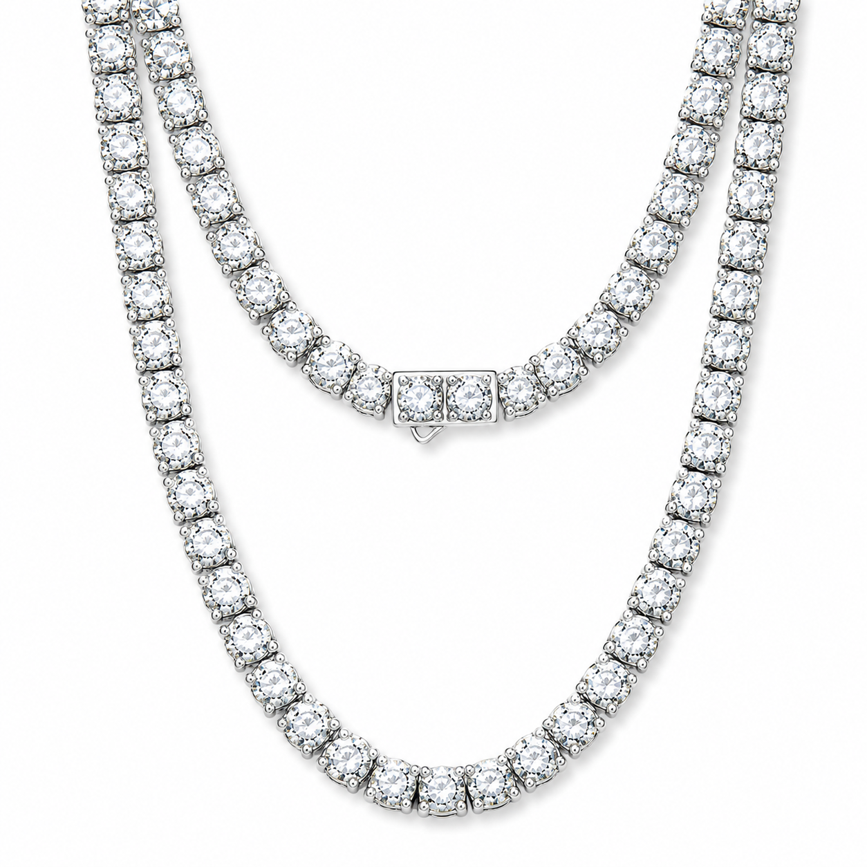 Tennis Necklace – S925 Sterling Silver Round-Cut CZ Necklace White Gold Chain