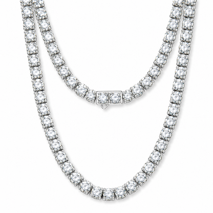 Tennis Necklace – S925 Sterling Silver Round-Cut CZ Necklace White Gold Chain