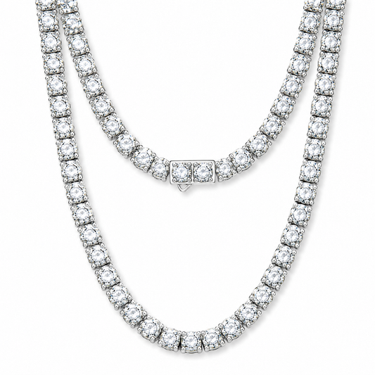 Tennis Necklace – S925 Sterling Silver Round-Cut CZ Necklace White Gold Chain