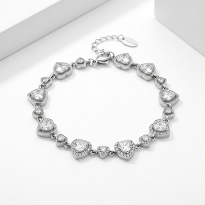 Crystal Heart Charm Bracelet — 18K Gold Plated