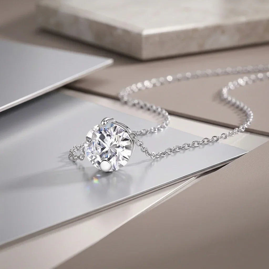 Luxury Jewelry Pendant Necklace S925 Silver Plated Platinum