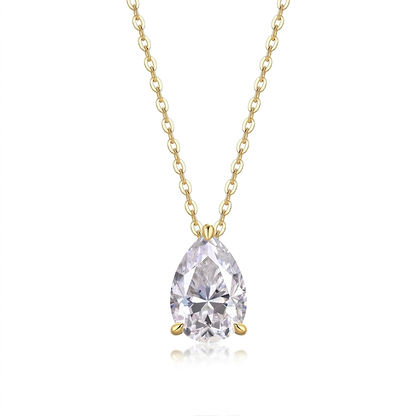 Necklace Set With Pear-shaped Moissanite S925 Sterling Silver Electroplated With Gold