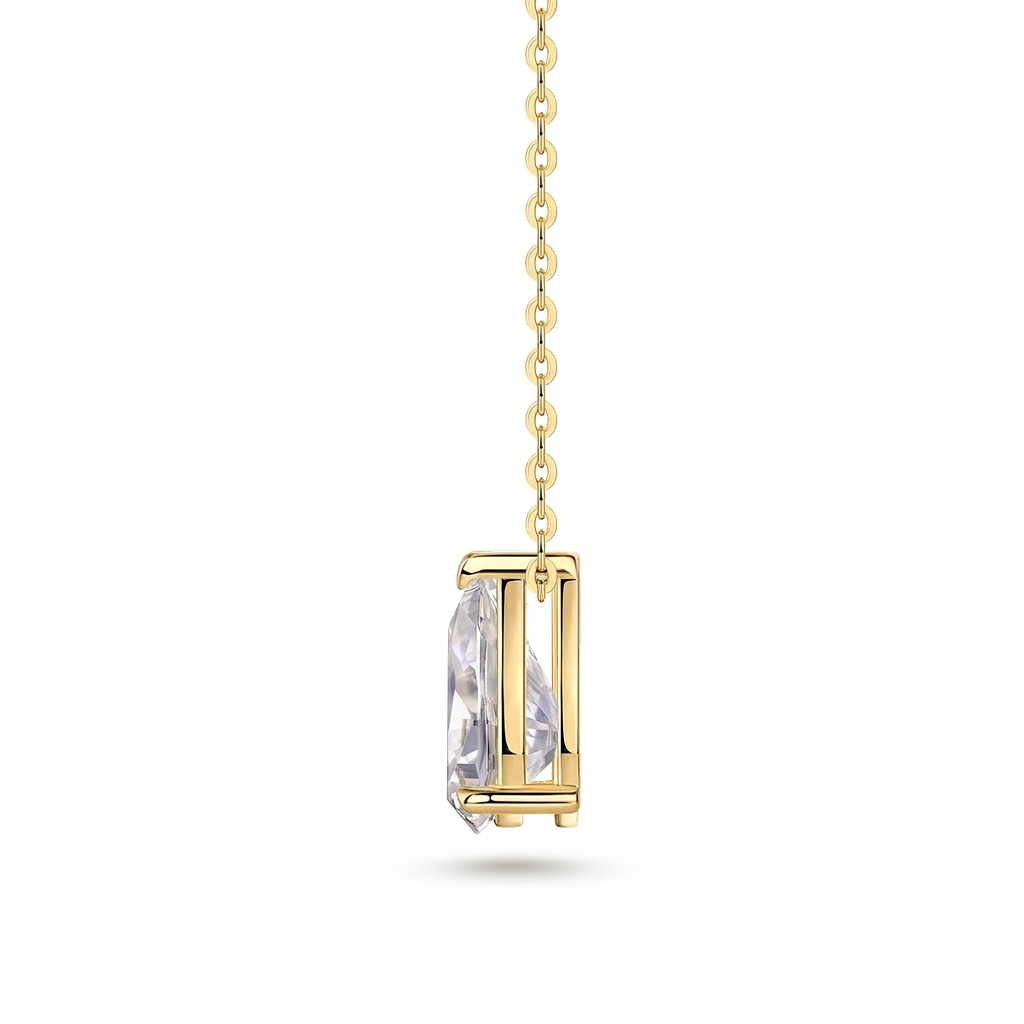Necklace Set With Pear-shaped Moissanite S925 Sterling Silver Electroplated With Gold