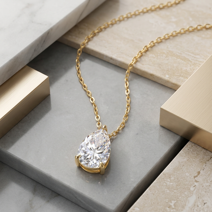 Necklace Set With Pear-shaped Moissanite S925 Sterling Silver Electroplated With Gold