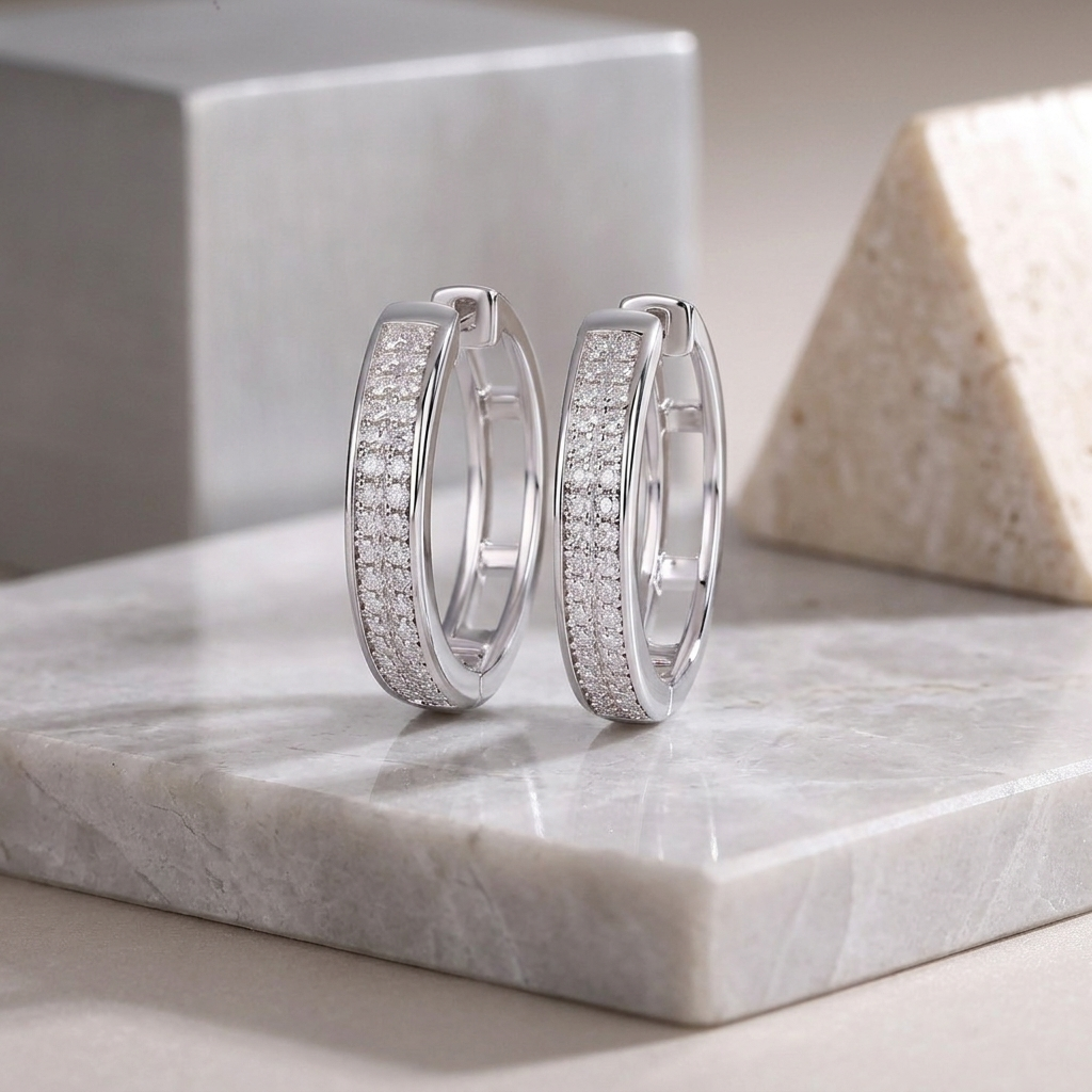 Earrings With Platinum-plated Stud Earrings Diamond  S925 sterling silver